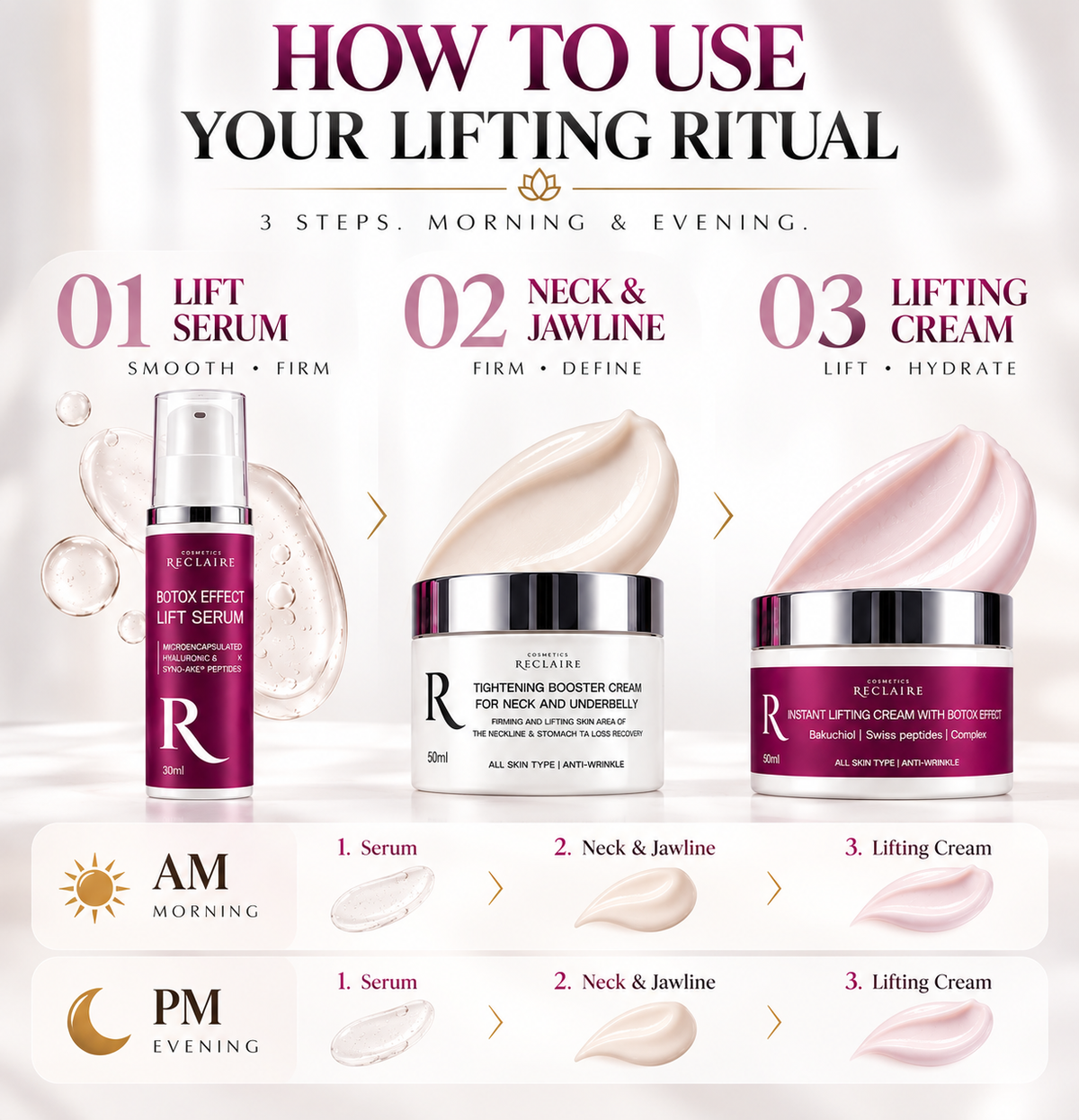 💎 Комплексна ліфтинг-система для омолодження обличчя та шиї з Botox Effect — RECLAIRE