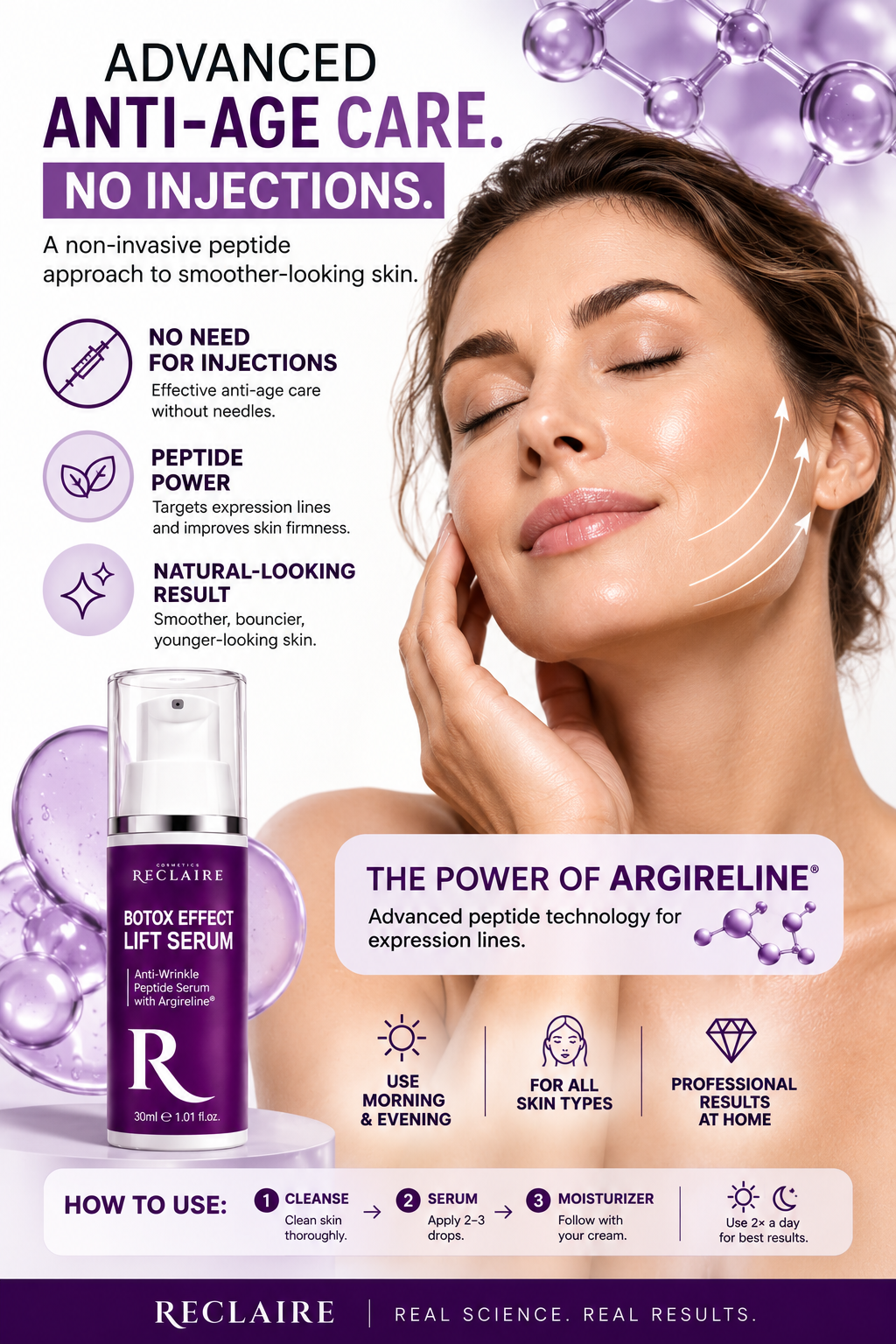 Антивікова ліфтинг-сироватка проти зморшок з Botox Effect RECLAIRE