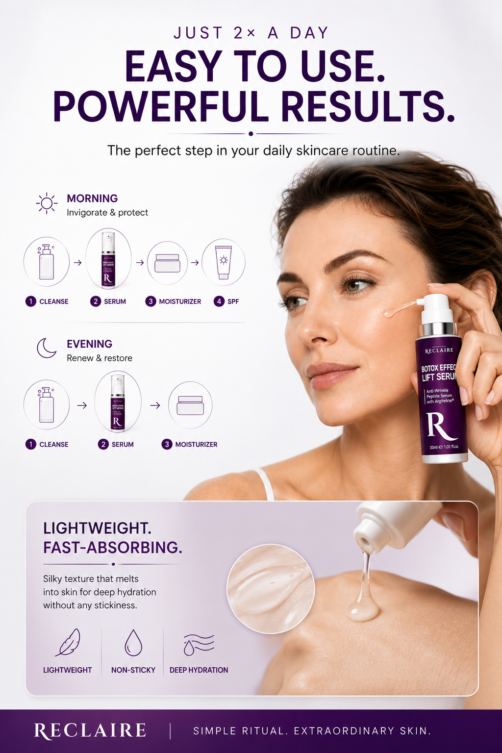 Антивікова ліфтинг-сироватка проти зморшок з Botox Effect RECLAIRE